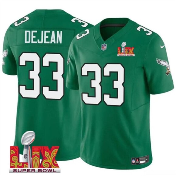 Mens Youths Kids Womens Cooper DeJean 2025 Super Bowl LIX Green Jersey Stitched